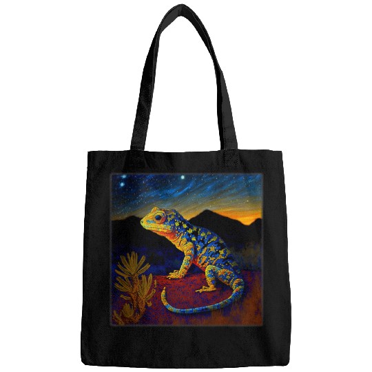 Gecko Pet Surrealism Starry Night Mediterranean Bags