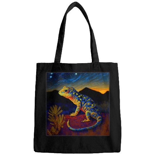 Gecko Pet Surrealism Starry Night Mediterranean Bags
