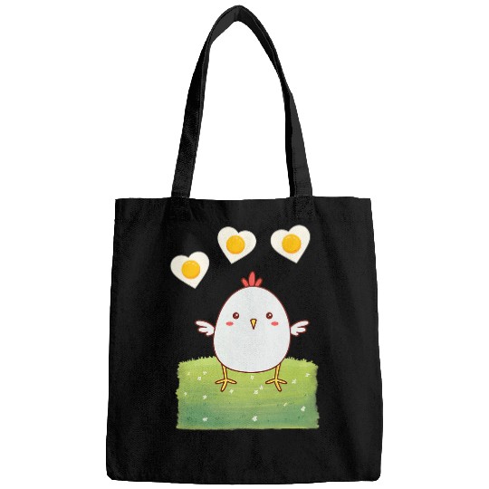 Chicken Pet Lover Design with Fried Egg Hearts 0 Bags