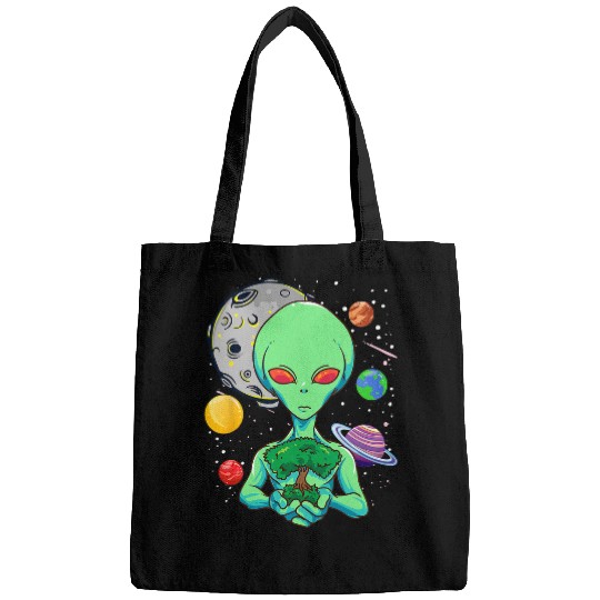 Aliens UFO Space Day Celebration Cosmic Alien Tree Of Life Earth Day Bags