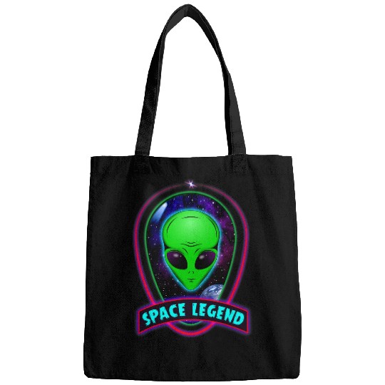 Aliens UFO Space Legend Alien Universe Neon Pink believe in Ufos Bags