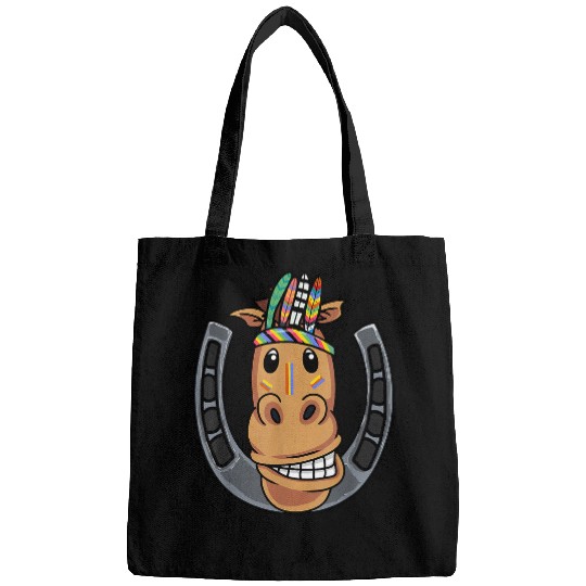 Horse Pet funny humor native american horseshoe rider Bags