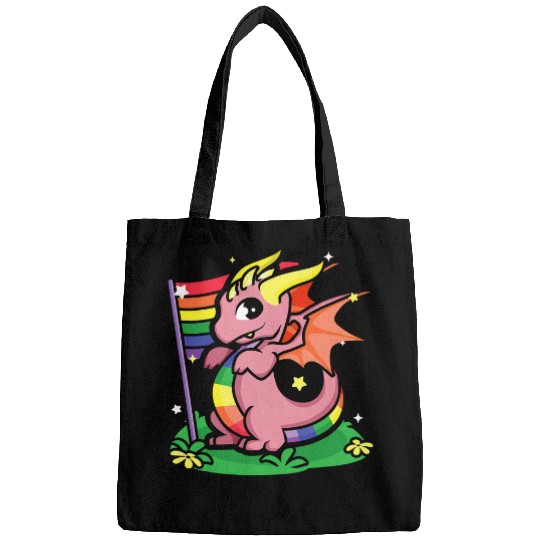 Dragon Pet Dungeon Lesbian Dragon Lover Cute Rainbow Gay Bags