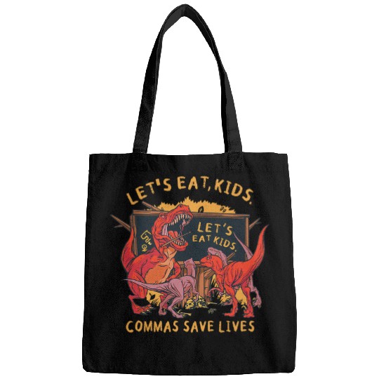 Dinosaur Pet lets eat kids punctuation saves lives dinosaur school Bags