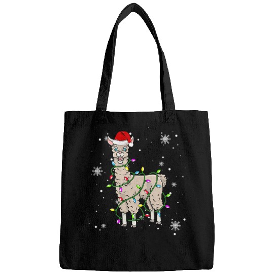 Llama Pet Christmas Lights Led Funny Santa Hat Christmas Lover Bags