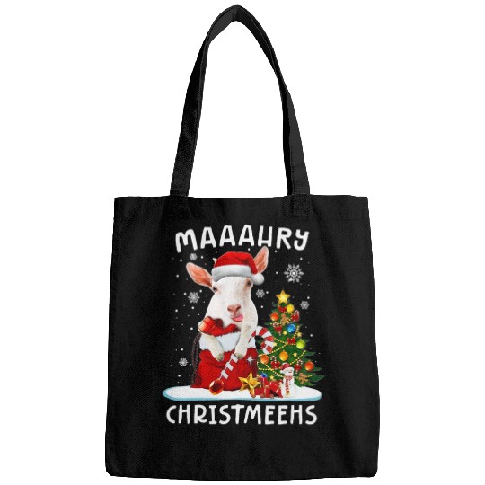 Goats Pet Maaahry Christmeehs Goats Christmas Light Tree Pine Xmas Bags