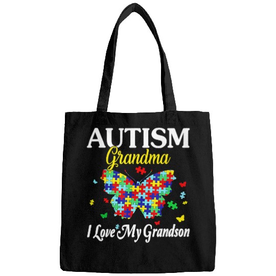 Autism Puzzle Grandma Butterfly Love Grandma Awareness puzzle Bags