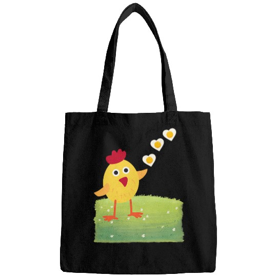 Chicken Pet Lover Design with Fried Egg Hearts Bags