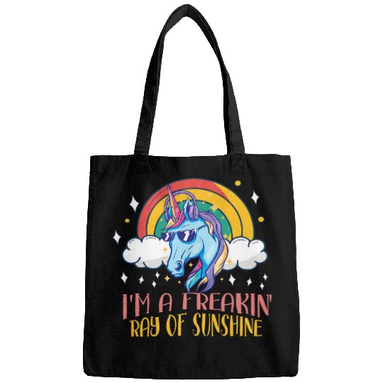 Unicorn Pet Im A Freakin Ray Of Sunshine Unicorn Rainbow 2 Bags