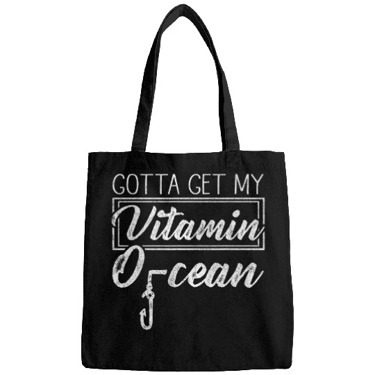 Fishing Fun Gotta get My Vitamin OCean Fishing Hook Motif Boating Bags