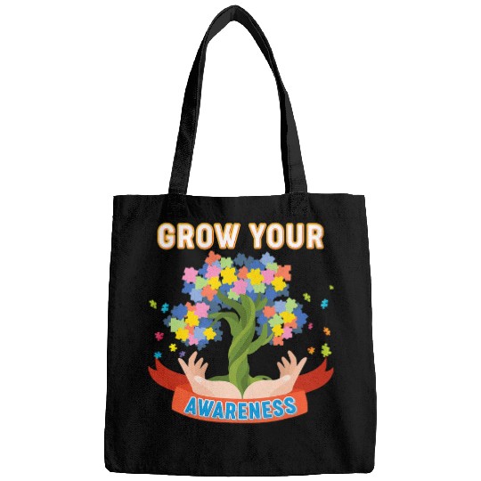 Autism Puzzle Grow Your Autism Awareness Tree Of Life Month ASD Supporter Bags