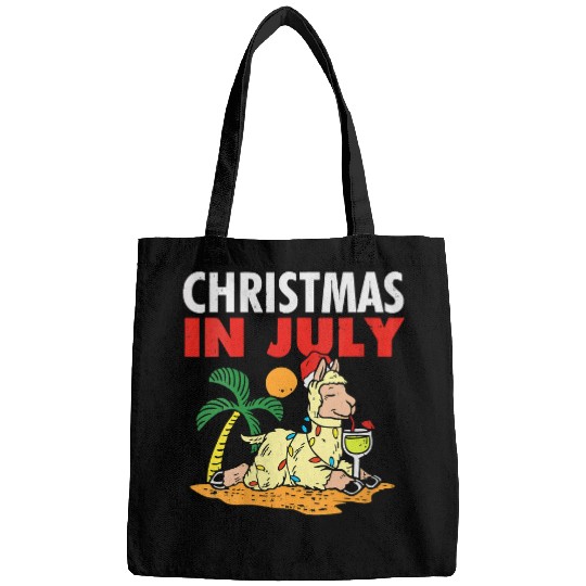 Llama Pet Christmas In July Llama Beach Summer Vacation Hawaiian Bags