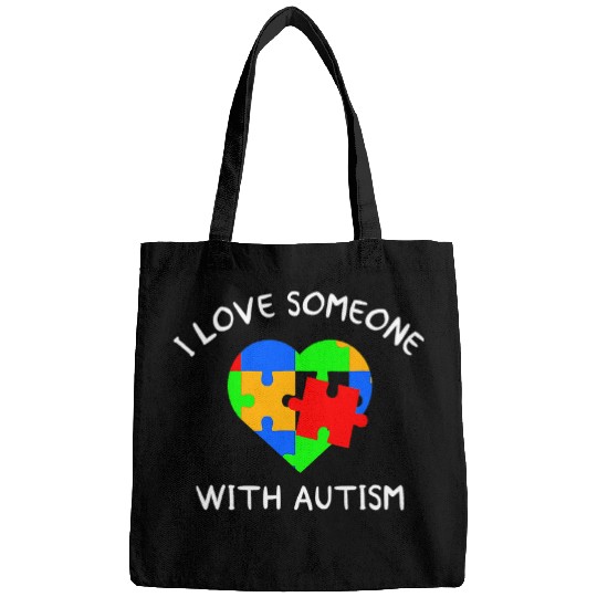 Autism Puzzle I Love Someone With Autism Autism Awareness Bags