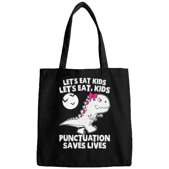 Dinosaur Pet Lets Eat Kids Punctuation Saves Lives Halloween Dinosaur Boy 4 Bags