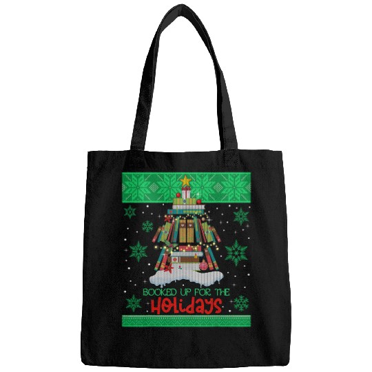 Book Fun Lover xmass Tree Librarian Booked Up For The Holidays Bags