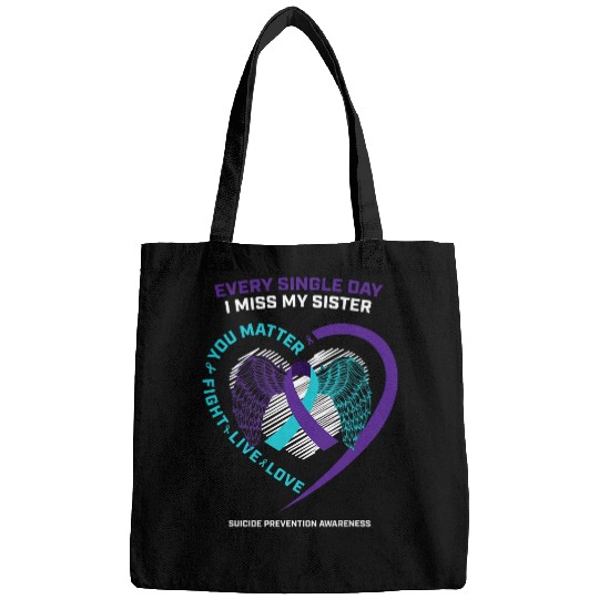 suicides Prevention 988 Ribbon You Matter Semicolon Sister Bags