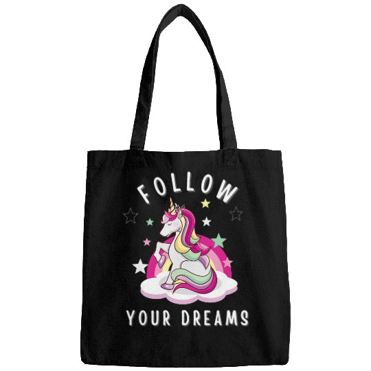 Unicorn Pet Follow Your Dreams Unicorn Rainbow Stars Gif Bags