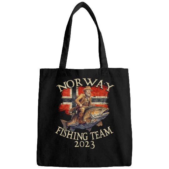 Fishing Fun Norway Trout Fishing Norway Flag vintages Souvenir Bags