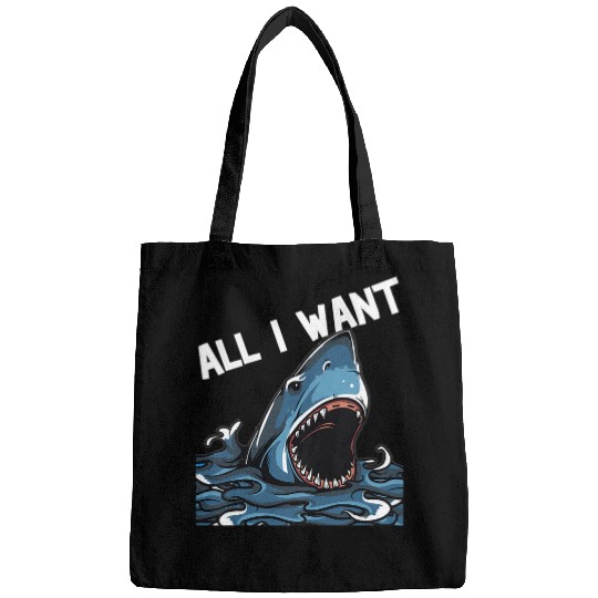 Shark Pet Kids Funny Cute Kid Toothless Shark All I Want Is Two Front Teeth Bags