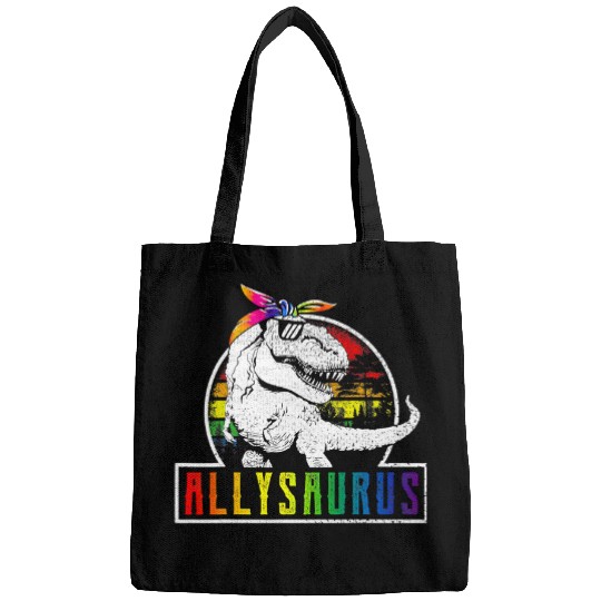 Dinosaur Pet LGBT Retro Allysaurus Rainbow Dinosaur T rexs LGBT Gay Les Pride Bags