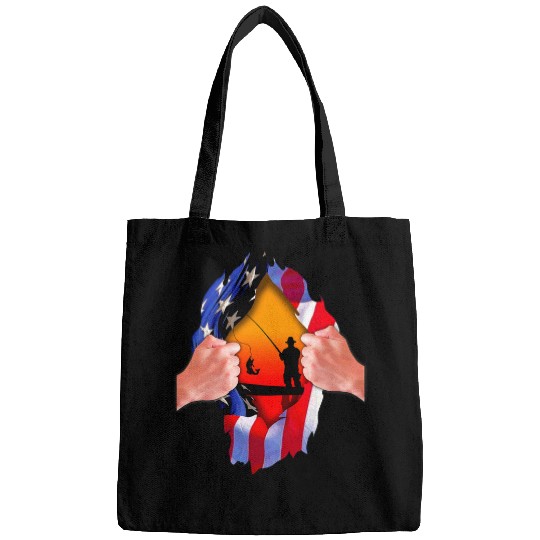 Fishing Fun Ripped USA Flag Cool Bass Fly Fish Fisherman Gift Bags