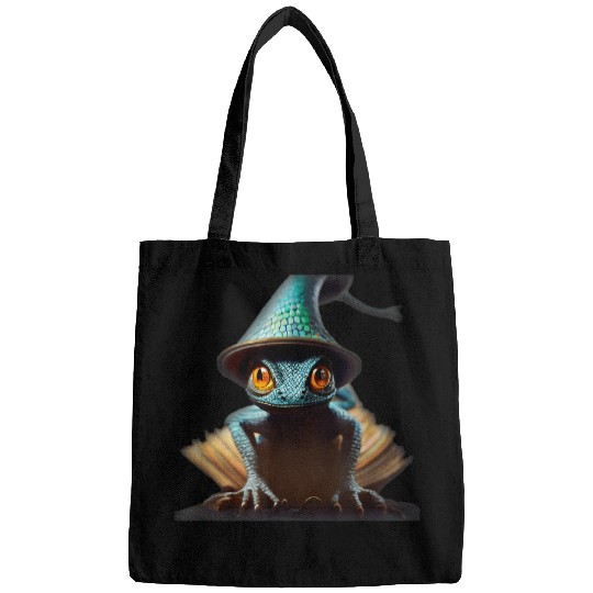 Book Fun Anthromorphic Tiny Wizard Lizard Wizard Hat Magic Bags
