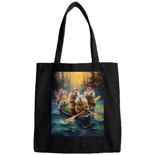Beaver Pet No funny beavers in the boat kayak Canadians paddling Bags