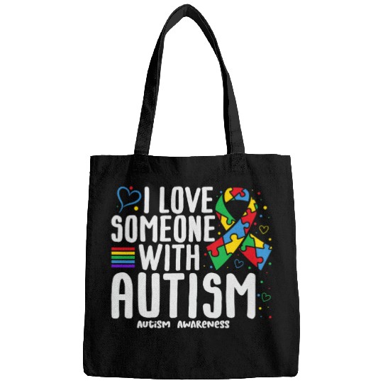 Autism Puzzle I Love Someone With Autism Autism Awareness proud autism mom Bags