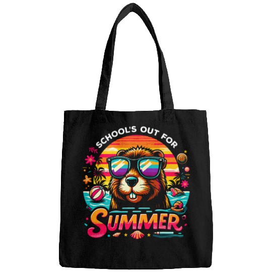 Beaver Pet Retro Schools Out For Summer Teacher Boys Bruh We Out Bags