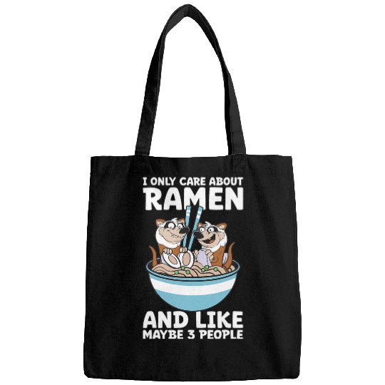 Ferret Pet I Only Care About Ramen Ferret Face Ramen Noodles Anime Bags