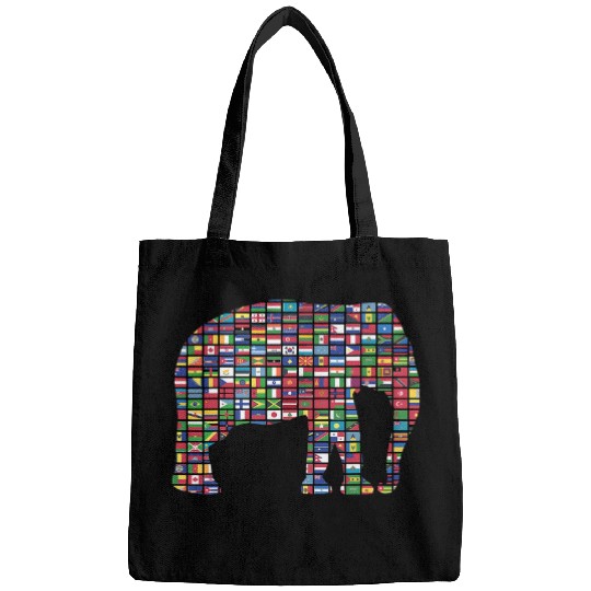Elephant Mammal Flags of the Countries of the World International Bags