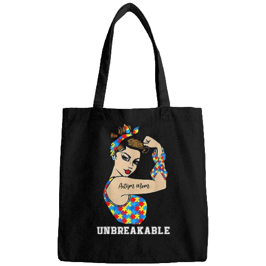 Autism Puzzle Mom Unbreakable Rosie The Riveter Strong Woman Power Bags