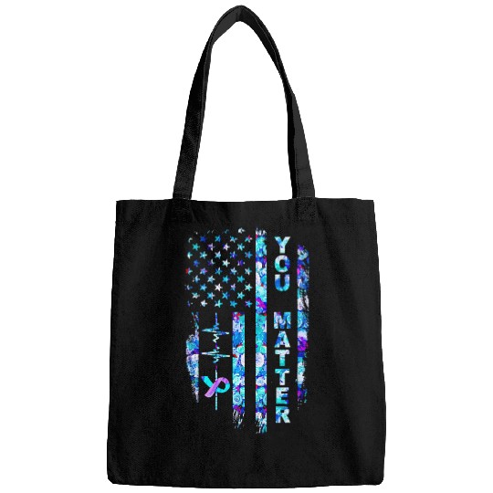 suicides Prevention 988 Ribbon You Matter Bags