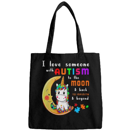 Autism Puzzle I love someone with autism Autism Mom Unicorn Bags