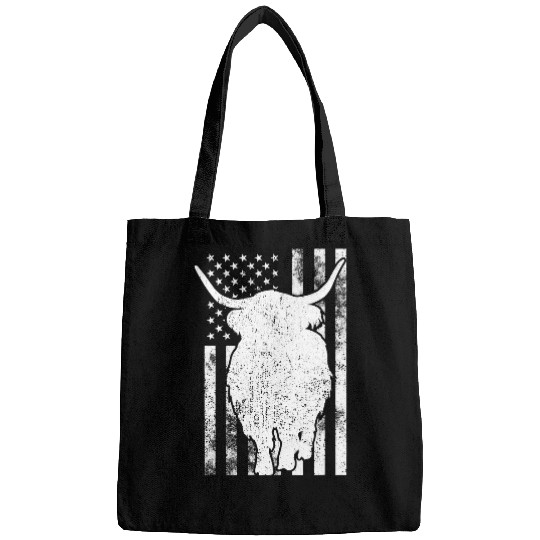 Cow Pet American Flag Scottish Highland Cow For Cattle Farmer 038 Bags