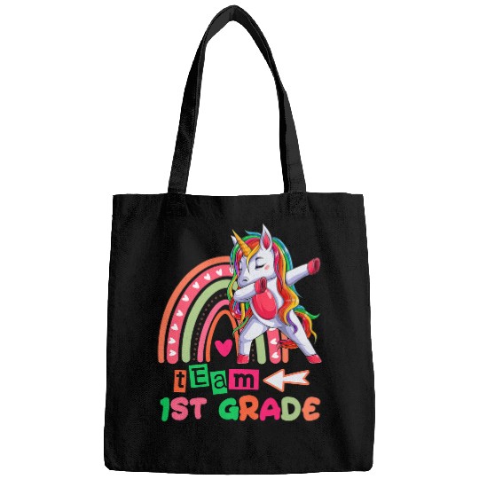 Unicorn Pet Team 1st Grade Rainbow Unicorn Dab Teachers Women Men Kids Bags