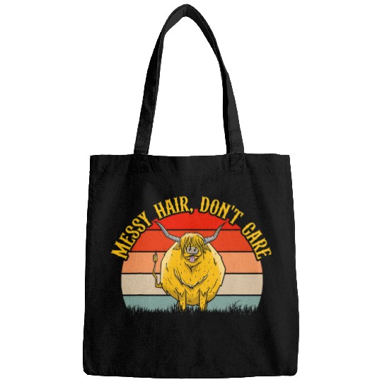 Cow Pet Messy Hair Dont Care Retro Highland Cow Breeder Bags