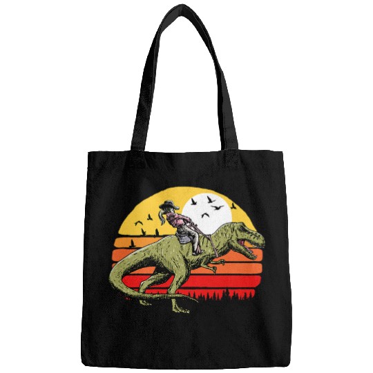 Dinosaur Pet Cowgirl Rodeo Riding Tyrannosaurus rexs vintages Dinosaur Sun Bags