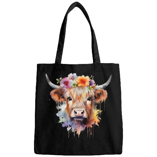 Cow Pet Abstract Color Blast Highland Cow Bags