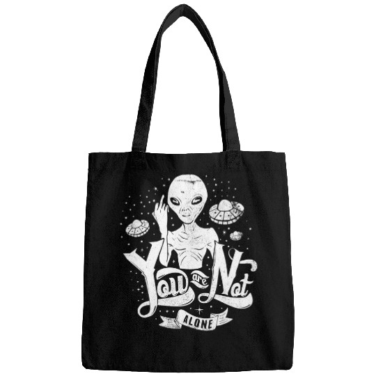 Aliens UFO Flipping the Bird You Are Not Alone UFO Bags