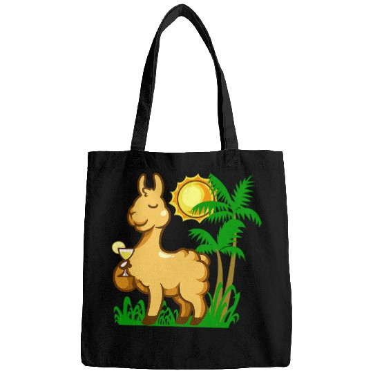 Llama Pet Comic Llama enjoys a cocktail Bags