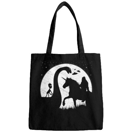 Unicorn Pet Funny Alien Riding Loch Ness Monster Nessie Bigfoot Bags