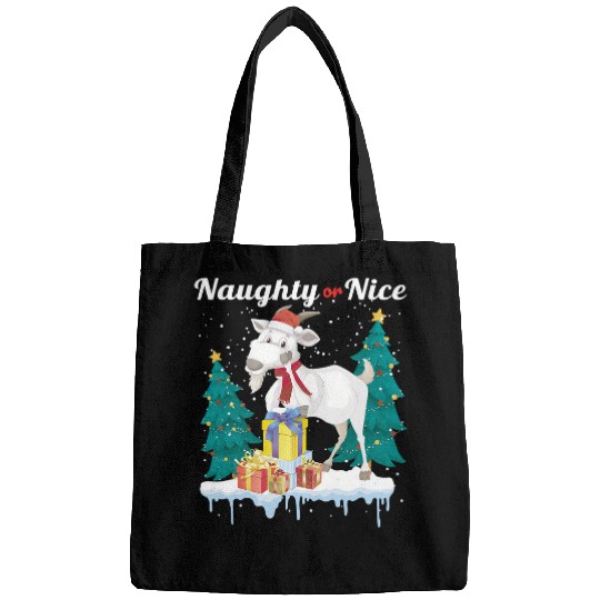 Goats Pet Naughty Or Nice Merry Christmas Women Xmas Santa Claus Goats 03 Bags