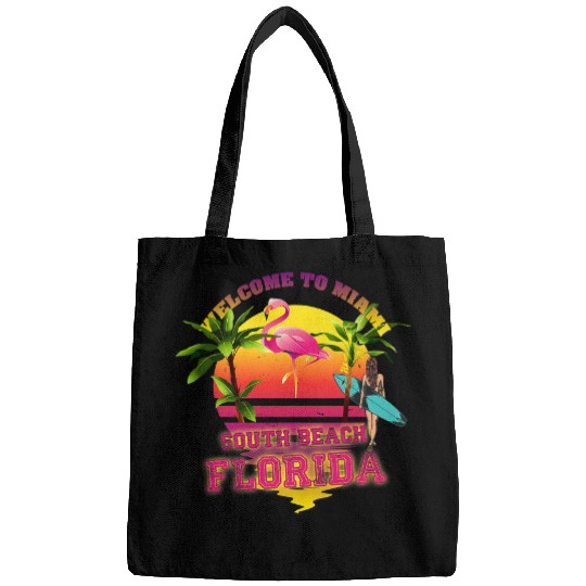 Flamingo Pet Welcome to Miami Florida South Beach Surfing Bags