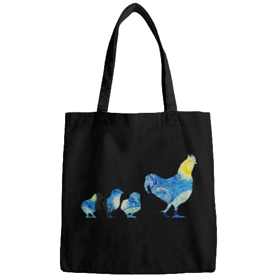 Chicken Pet Van Gogh Starry Night Aesthetic Art Bags