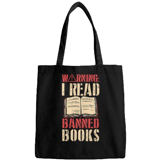 Book Fun Warning I Read Banned Books School Reference Librarian Bags