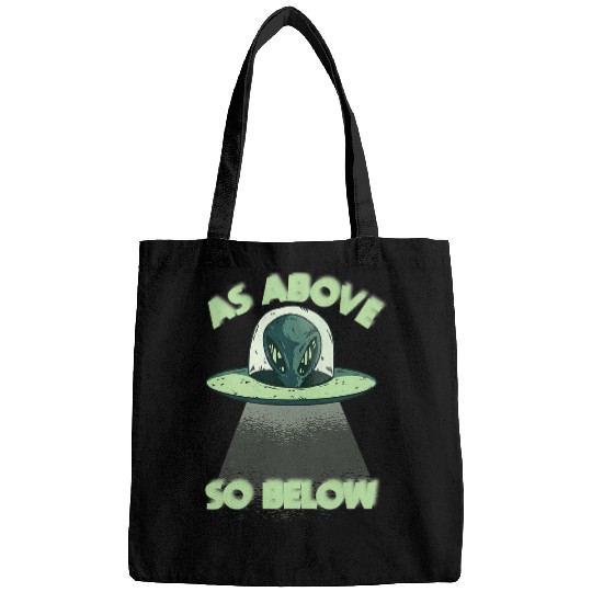 Aliens UFO as above so below funny space costume Bags