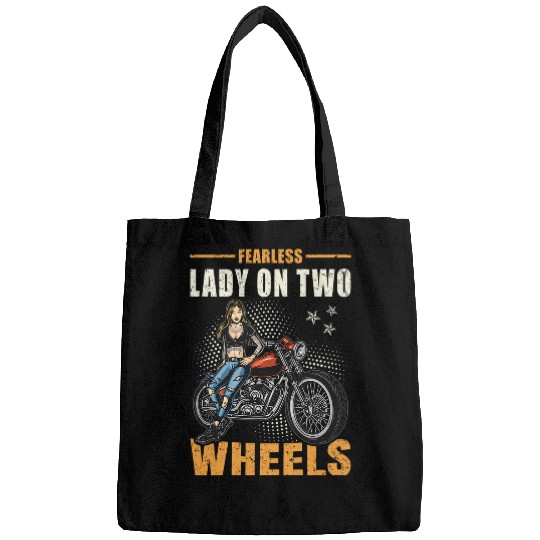 Motorcycle Biker Lady Fearless On Two Wheels Bags