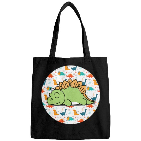 Dinosaur Pet Cute Sleeping Dinosaur Colorful Dino Lover Stegosaurus Bags