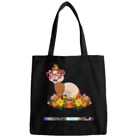 Ferret Pet Mom Cute Ferret Bow Tie Flowers Happy Mothers Day Bags
